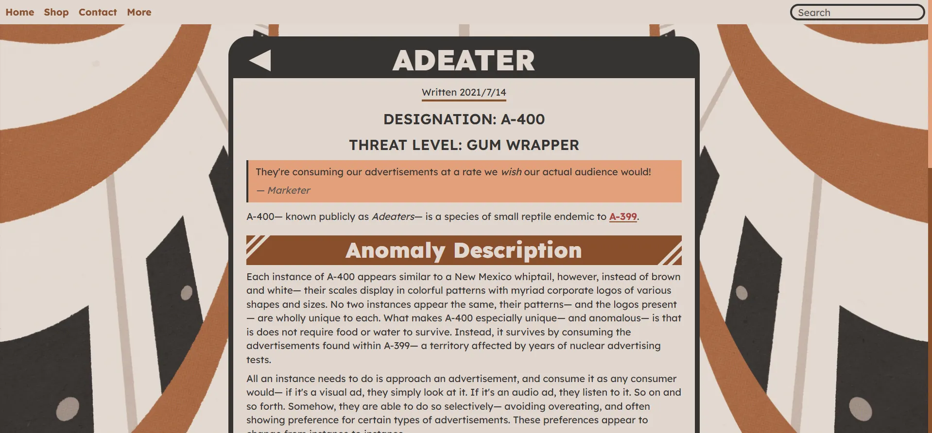 Screenshot of the APRA website. The page is styled to look like a laboratory warning sign with a thick black border, rounded corners, and an off-white background. The background depicts a hallway curving up into the distance.